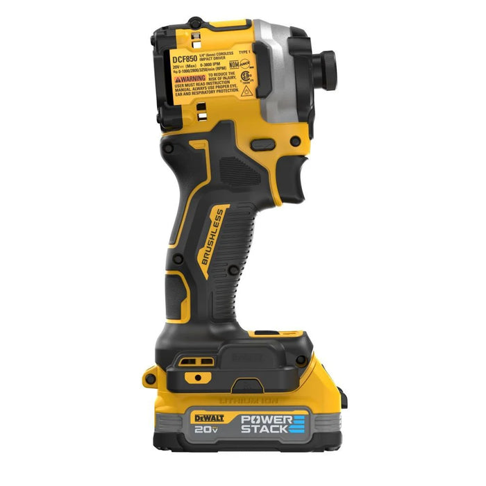 DeWALT ATOMIC Brushless Cordless 1/4 In. 3-Speed Impact Driver with POWERSTACK Compact Battery