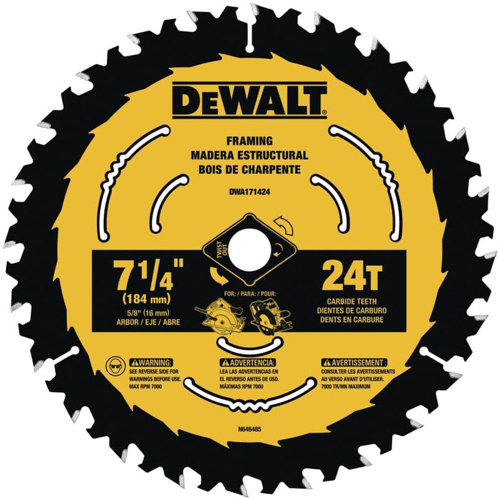 DEWALT Tough Track 7-1/4 In. Circular Saw Blade 24T