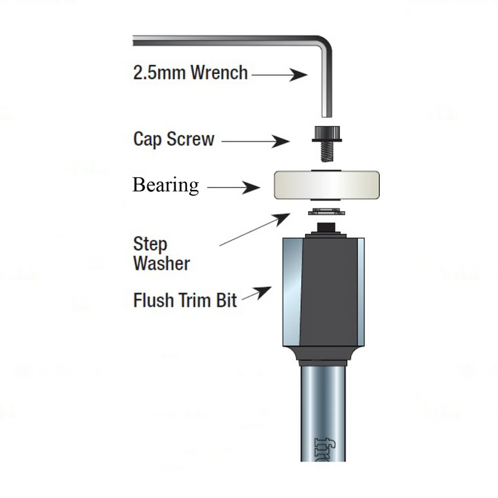 Freud Flush, 1/8",1/4",5/16",3/8",7/16",1/2" Depth Rabbeting Bit with Bearings