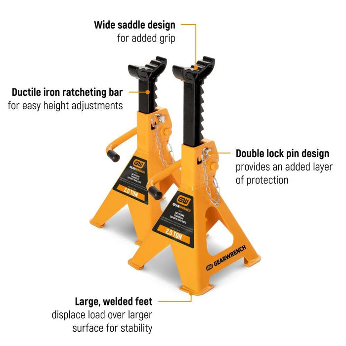 GEARWRENCH 12 Ton Ratcheting Jack Stands - Pack of 2 | GWJS12T