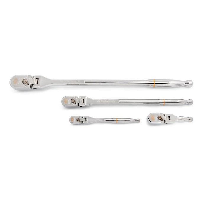 GEARWRENCH 4 Piece 1/4", 3/8", and 1/2" Drive 120XP Full Polish Flex Handle Teardrop Ratchet Set | 81230XP