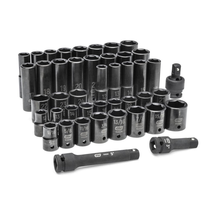 GEARWRENCH 44 Piece 1/2" Drive 6 Point Standard/Deep SAE/Metric Impact Socket Set