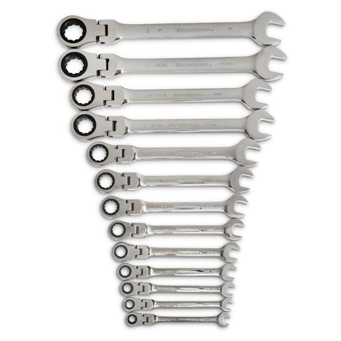 GEARWRENCH 13 Pc 72-Tooth 12 Point Flex Ratcheting Combination SAE Wrench Set