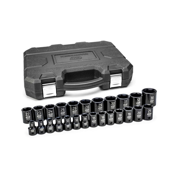 GEARWRENCH 25 Piece 1/2" Drive 6 Point Standard Impact Metric Socket Set