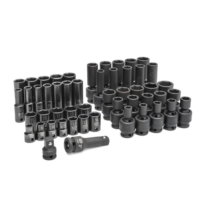 GEARWRENCH 51 Piece 3/8" Drive 6 Point Metric Standard & Deep Impact Socket Set