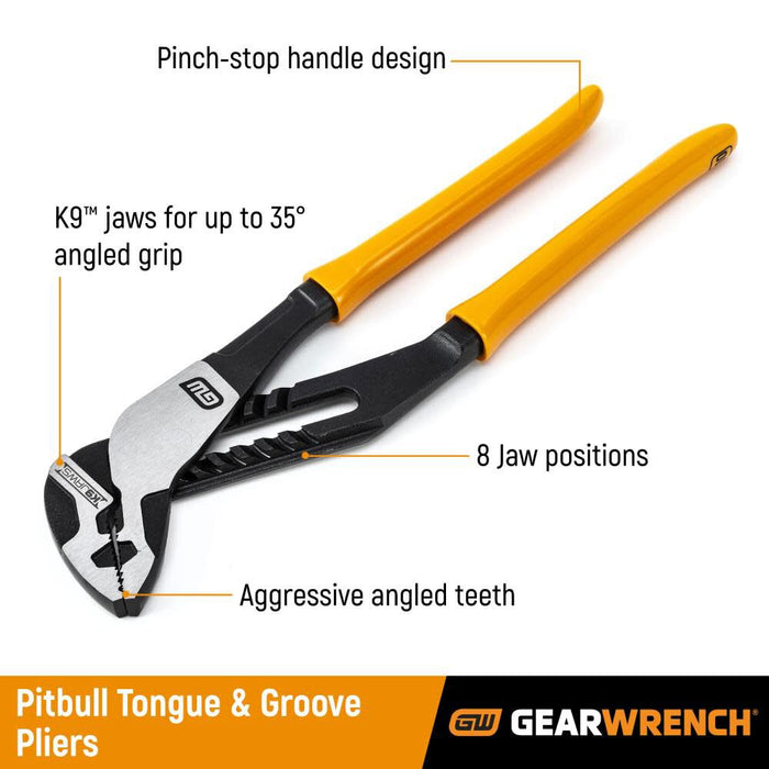 GEARWRENCH 8 Inch Straight Jaw Dipped Handle Tongue and Groove Plier