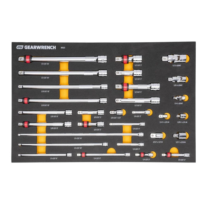 GEARWRENCH Chrome Tool Accessories Set 1/4in 3/8in 1/2in Drive 29pc