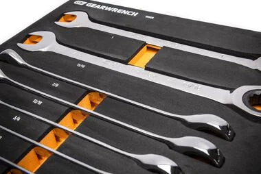 GEARWRENCH 21 Piece 72T SAE Standard & Stubby Ratcheting Wrench Set with EVA Foam Tray - 86526