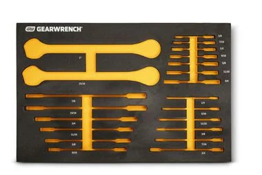 GEARWRENCH 21 Piece 72T SAE Standard & Stubby Ratcheting Wrench Set with EVA Foam Tray - 86526