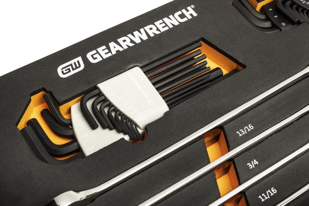 GEARWRENCH 44-Piece (86528) 90-Tooth SAE/Metric Ratcheting Wrench and Hex Key Set