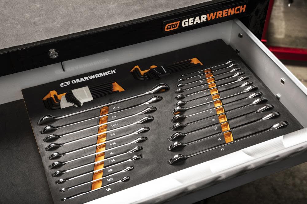 GEARWRENCH 44-Piece (86528) 90-Tooth SAE/Metric Ratcheting Wrench and Hex Key Set