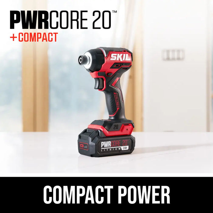 SKIL PWRCORE 20️ Brushless 20V 1/4 In. Compact Hex Impact Driver Kit