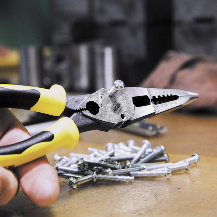 Klein Tools J207-8CR Needle Nose Pliers are All-Purpose Linesman Pliers, Made in USA, Crimping, Looping, Cutting, Stripping, Crimping, Shearing