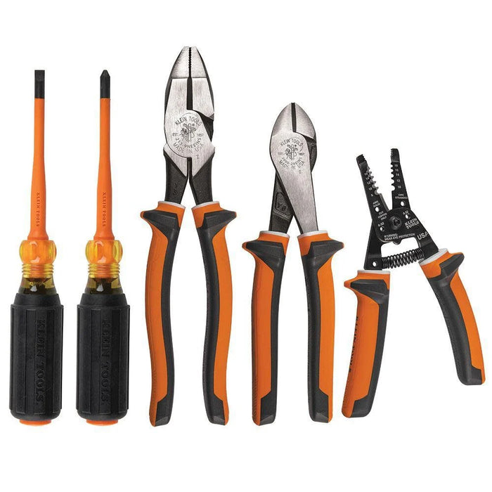 Klein Tools 94130 1000V Insulated Screwdriver Tool Set with #2 Phillips and 1/4-Inch Cabinet Slim Tips, 2 Insulated Pliers and Wire Stripper