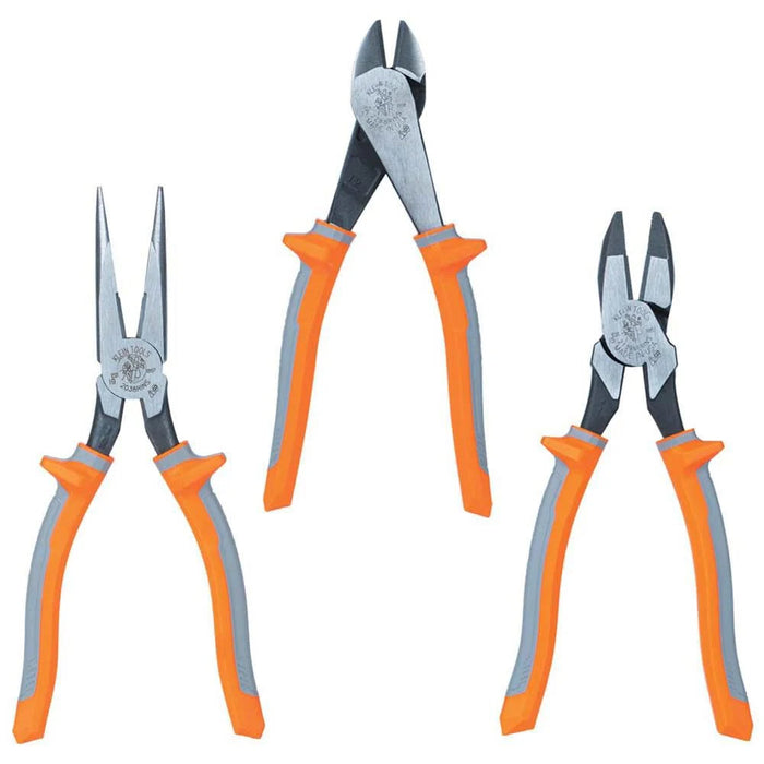 Klein Tools 9420R 1000V Insulated Plier Tool Set with Long-Nose Pliers, Side-Cutting Pliers and Diagonal Cutting Pliers, 3-Piece