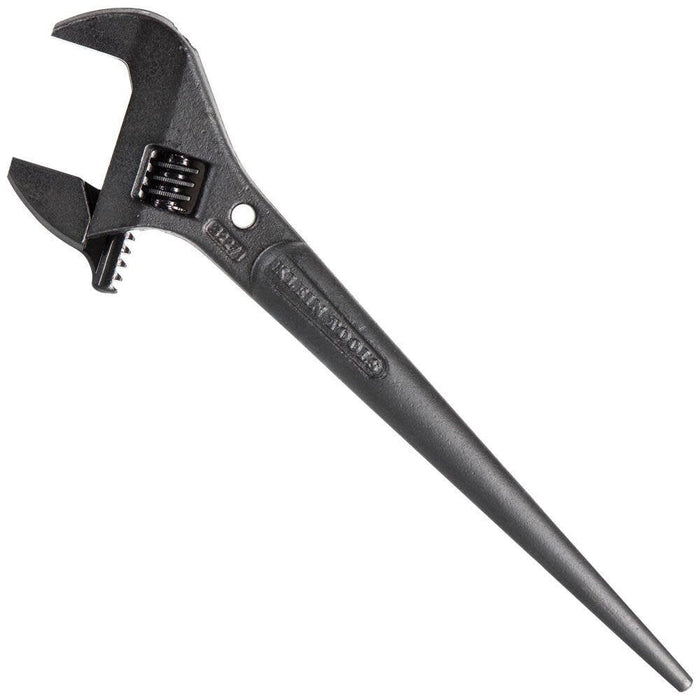 Klein Tools 3227 Extra Wide Adjustable Wrench, Made in USA, Construction Spud Wrench for Up to 1-7/16-Inch Nuts and Bolts, 10-Inch, with Tether Hole