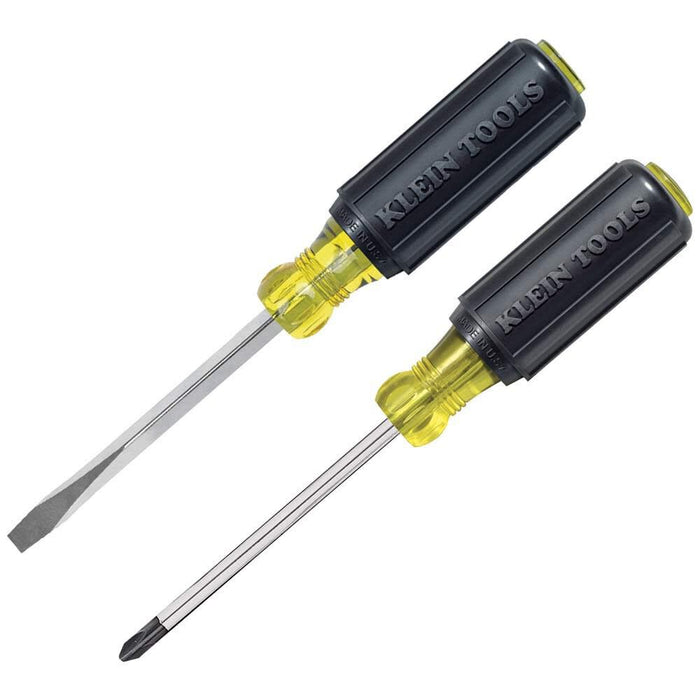 Klein Tools 85442 Screwdriver 2-Piece Set, Made in USA, 1/4 Keystone and #2 Phillips, Cushion Grip, Round and Square Shank, Heat Treated, Meets or Exceeds ASME/ANSI