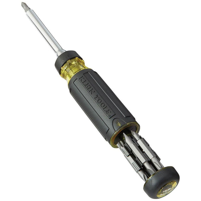 Klein Tools 32305 Multi-bit Ratcheting Screwdriver, 15-in-1 Tool with Phillips, Slotted, Square, Torx and Combo Bits and 1/4-Inch Nut Driver