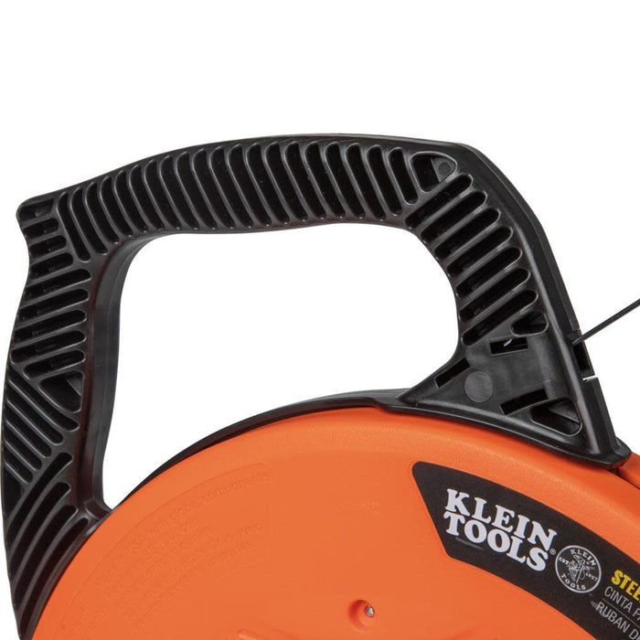 Klein Tools 56334 Electrical Fish Tape, 240-Foot Steel Wire Puller with Double Loop Tip, Optimized Housing and Handle, For Heavy Duty Wire Pulls