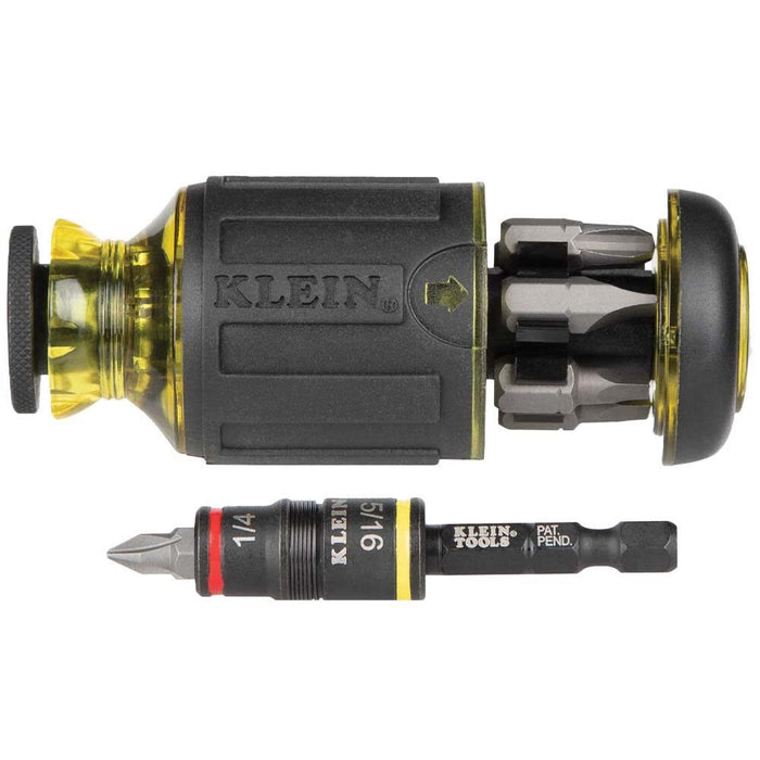 Klein Tools 32931 3-in-1 Impact Socket Set, Flip Socket with 2 SAE Hex Driver Sizes and 1/4-Inch Bit Holding Feature, Impact Rated