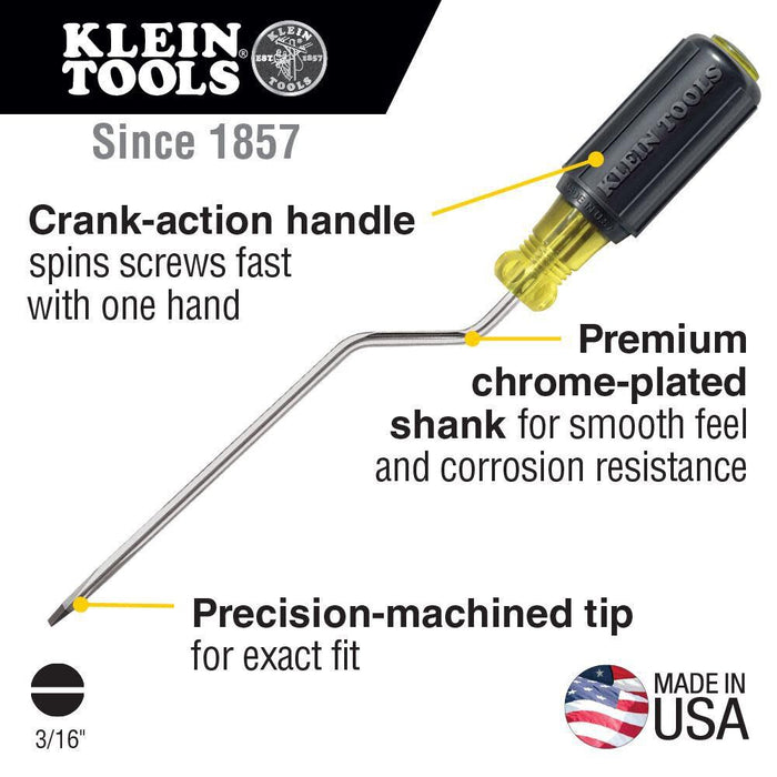 Klein Tools 670-6 Screwdriver, 3/16-Inch Cabinet Tip, Rapi-Driv with 6-Inch Shank, Made in USA