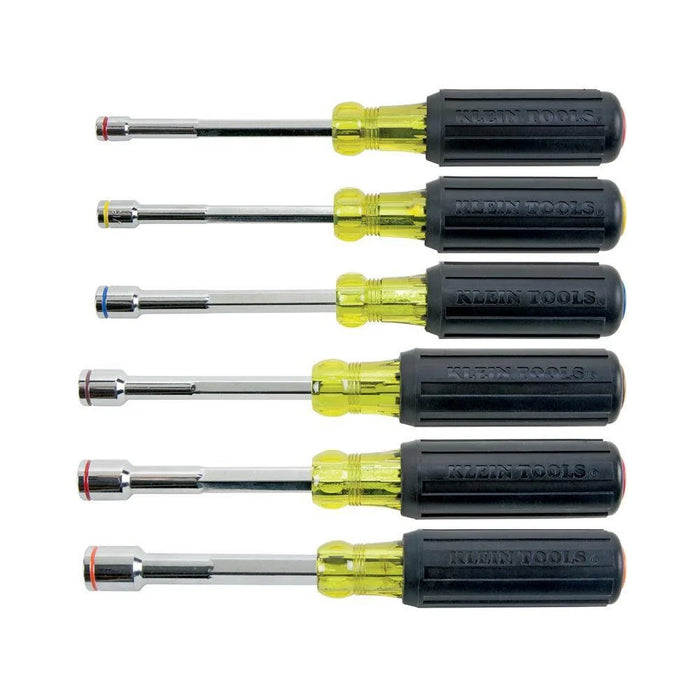 Klein Tools 635-6 Tool Set, Heavy Duty Magnetic Nut Drivers SAE Sizes 1/4, 5/16, 3/8, 7/16, 1/2, and 9/16-Inch Hex, 6-Inch, 6-Piece