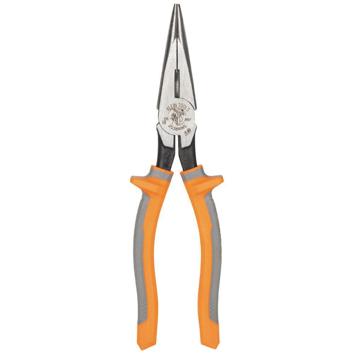 Klein Tools 2038RINS Pliers, Electrician's Insulated Long Nose Side-Cutting Pliers, 1000V Rated, Induction Hardened Knives, 8-Inch