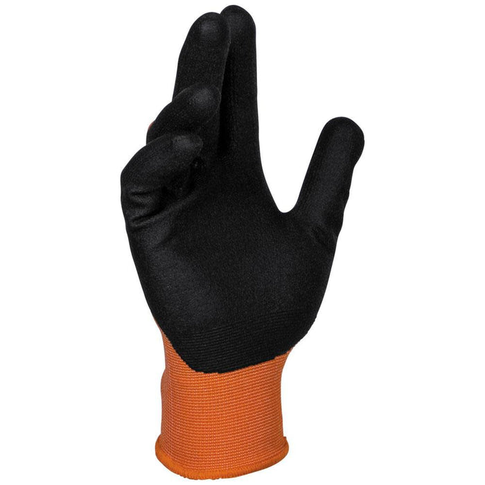 Klein Tools 60579 Work Gloves, Knit Dipped Cut Resistant ANSI A1 Nitrile Coated Gloves, Nylon-Spandex, Touchscreen Capable, Small, 2-Pair