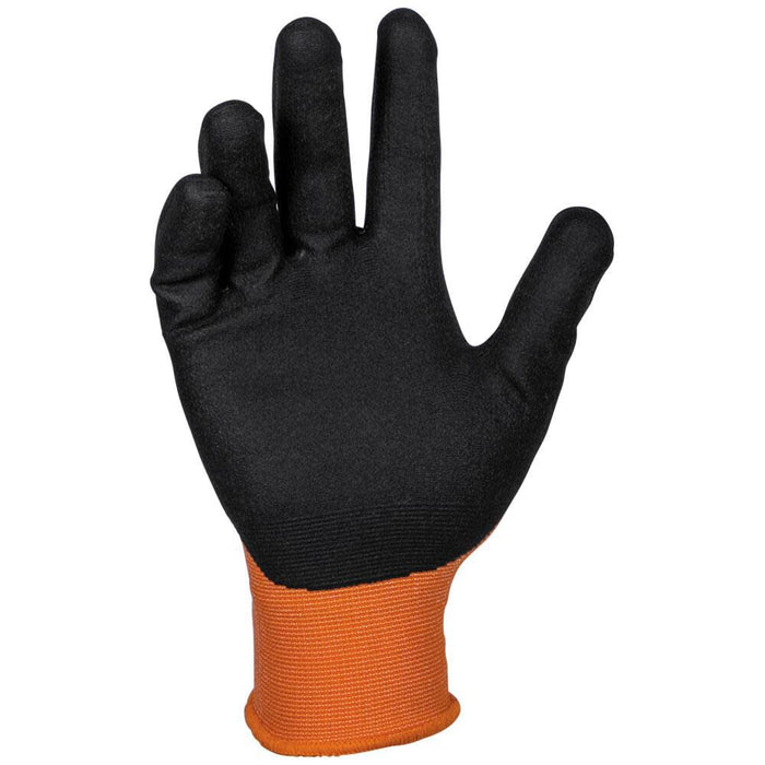 Klein Tools 60579 Work Gloves, Knit Dipped Cut Resistant ANSI A1 Nitrile Coated Gloves, Nylon-Spandex, Touchscreen Capable, Small, 2-Pair