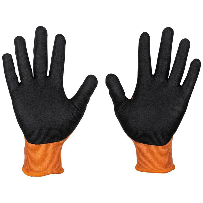 Klein Tools 60579 Work Gloves, Knit Dipped Cut Resistant ANSI A1 Nitrile Coated Gloves, Nylon-Spandex, Touchscreen Capable, Small, 2-Pair