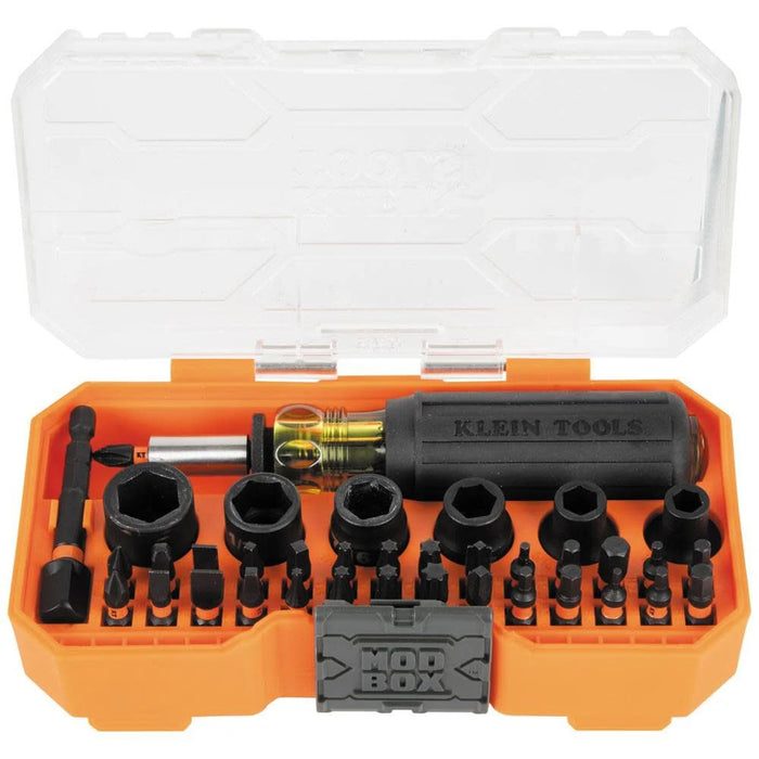 Klein Tools 33805 ProFlex 38-Piece SAE Impact Driver Tool Set with Modular Case, S2 Steel, Magnetic, Adjustable Screwdriver, 29 Bits, 6 SAE Socket Sizes