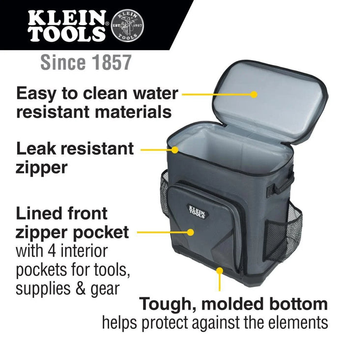 Klein Tools 62810BPCLR Cooler Backpack, 30 Cans Insulated Backpack Cooler, Rugged Bottom, Ideal for Jobsite, Hunting, Camping or Beach