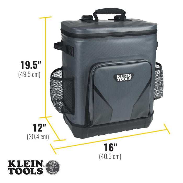 Klein Tools 62810BPCLR Cooler Backpack, 30 Cans Insulated Backpack Cooler, Rugged Bottom, Ideal for Jobsite, Hunting, Camping or Beach