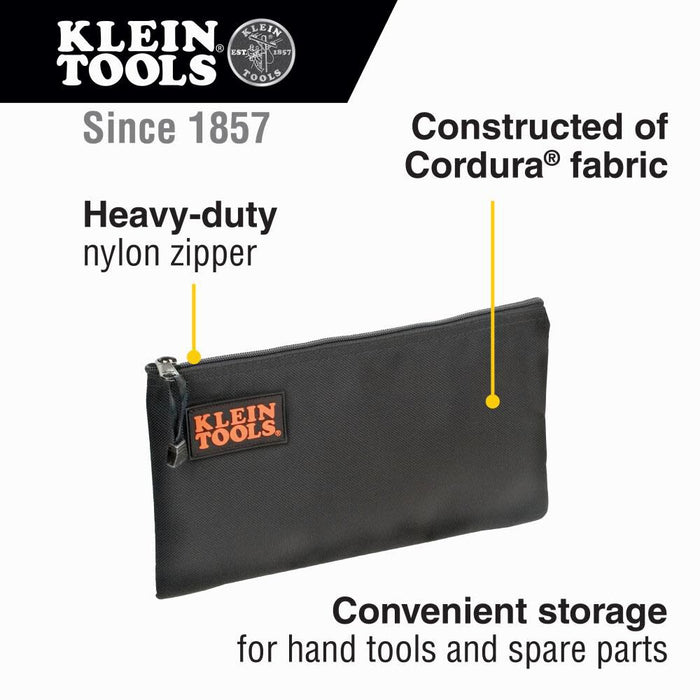 Klein Tools 5139B Zipper Bag, Cordura Nylon Tool Pouch with Heavy-Duty Nylon Zipper Close, 12-1/2-Inch, Black