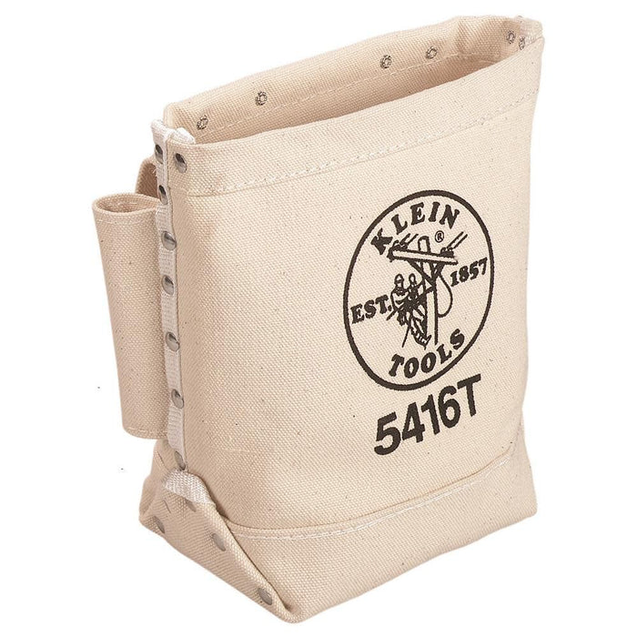 Klein Tools 5416T Tool Bag, Bull-Pin and Bolt Pouch, No. 4 Canvas with Tunnel Connection, 5 x 10 x 9-Inch