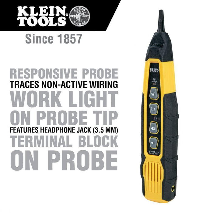 Klein Tools VDV500-123 Wire Tracer Tracing Probe with LED Work Light for Ethernet, Internet, Telephone, Speaker, Coax, Video, and Data Cables RJ45, RJ11, RJ12