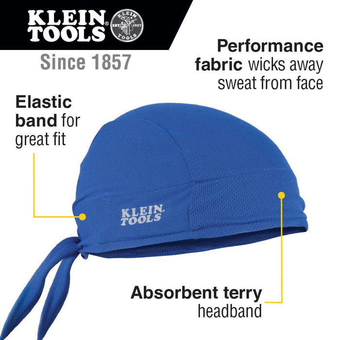 Klein Tools 60180 Cooling Do Rag, Adjustable Sweat Wicking Skull Cap can be Worn Under Helmet, 2-Pack