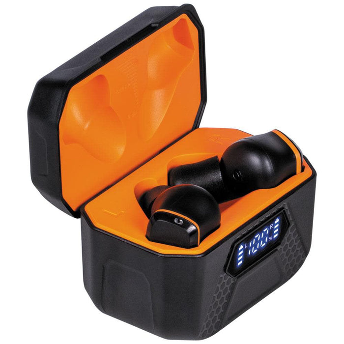 Klein Tools AESEB2 Elite Bluetooth Jobsite Earbuds, True Wireless Earplugs, 25dB NRR Hearing Protection, 24-Hour Playtime, Digital LED Display