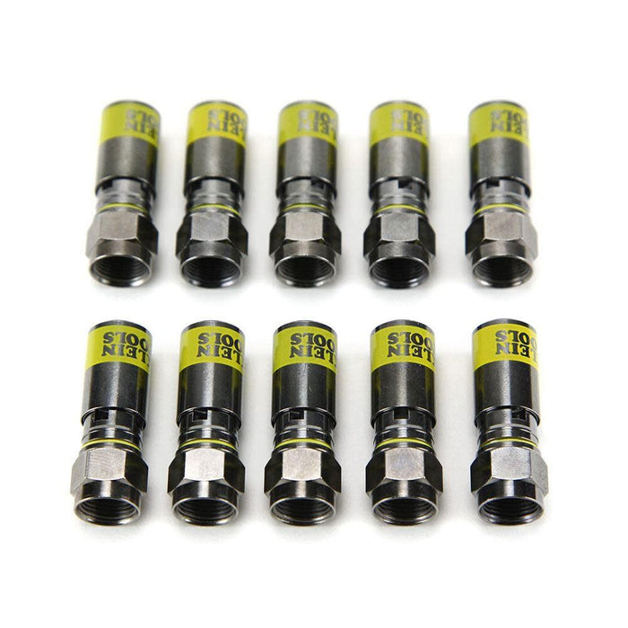 Klein Tools VDV812-606 F-Connector for RG6/6Q Coaxial Cable, Universal Compression Connectors, Male, Professional Grade, 10-Pack