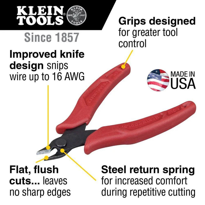 Klein Tools D275-5 Diagonal Flush Cutters, Micro Wire Cutters, Ultra-Slim Precision Flush Cutter for Work in Confined Areas, 5-Inch