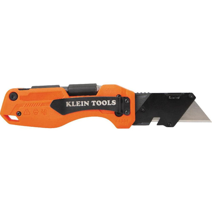 Klein Tools 44304 Folding FLICKBLADE Utility Knife, Compact, Removable Impact Driver, 1/4-Inch Nut Driver and 2 Phillips Bit