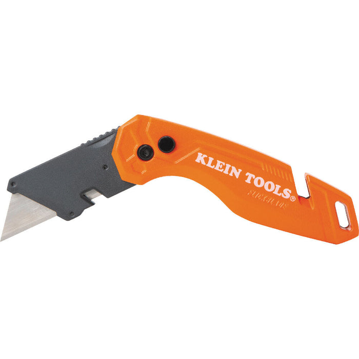 Klein Tools 44303 FLICKBLADE Folding Utility Knife with Blade Storage, Utility Knife with 5 Blades, Compact with Side Release Button and Dual Locking Positions