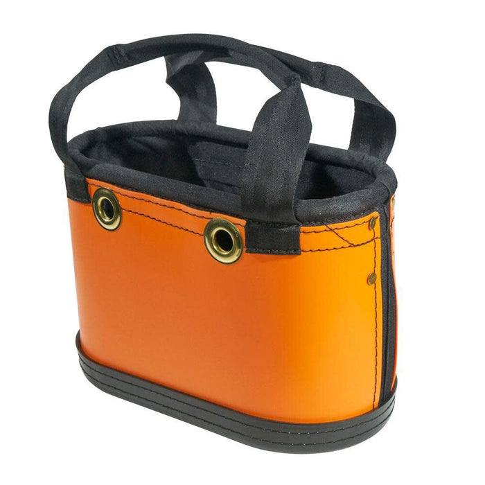 Klein Tools 5144HBS Hard-Body Bucket, Oval Tool Bucket Organizer with Knife Sheath and 14 Other Pockets, Orange/Black