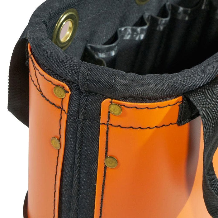 Klein Tools 5144HBS Hard-Body Bucket, Oval Tool Bucket Organizer with Knife Sheath and 14 Other Pockets, Orange/Black