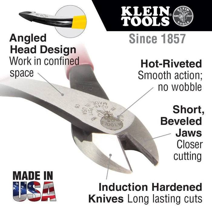 Klein Tools D2000-48 Pliers, Made in USA, Linemans Diagonal Cutting Pliers with High Leverage Design, 8-Inch