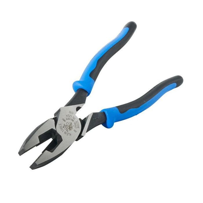 Klein Tools J2000-9NECRTP Side Cutter Linemans Pliers with Tape Pulling and Wire Crimping, High Leverage, 9-Inch