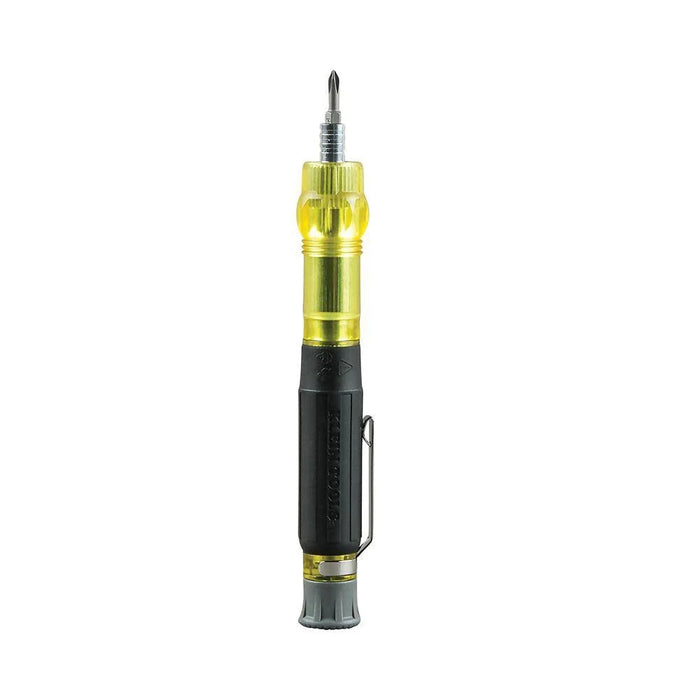 Klein Tools 32613 Multi-Bit Screwdriver, Precision HVAC 3-in-1 Pocket Screwdriver with Phillips, Slotted and Schrader Bits