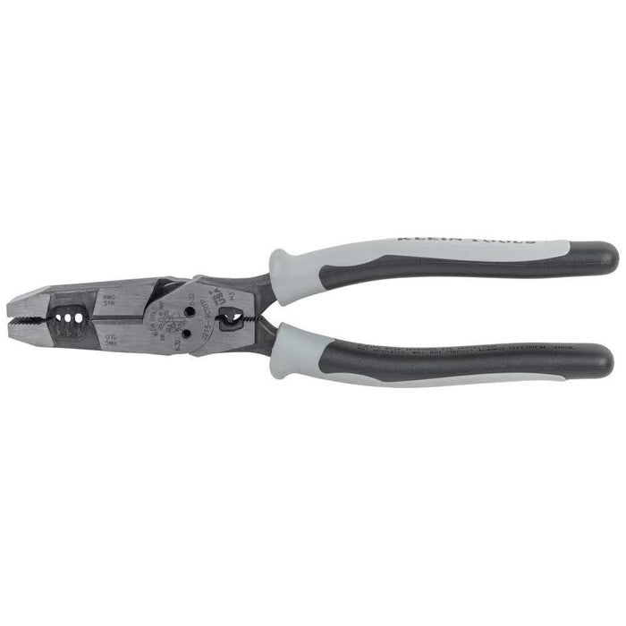 Klein Tools J2159CRTP Side Cutting Pliers, Made in USA, 9-Inch Journeyman High Leverage Hybrid Pliers with Crimper, Fish Tape Puller and Wire Stripper