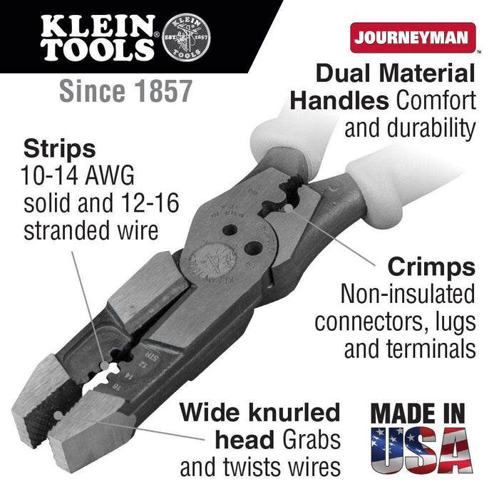 Klein Tools J215-8CR Multitool Pliers, Hybrid Multi Purpose Tool / Crimper, Wire Stripper, Bolt Shearing, Wire Grabbing, Twisting, Looping