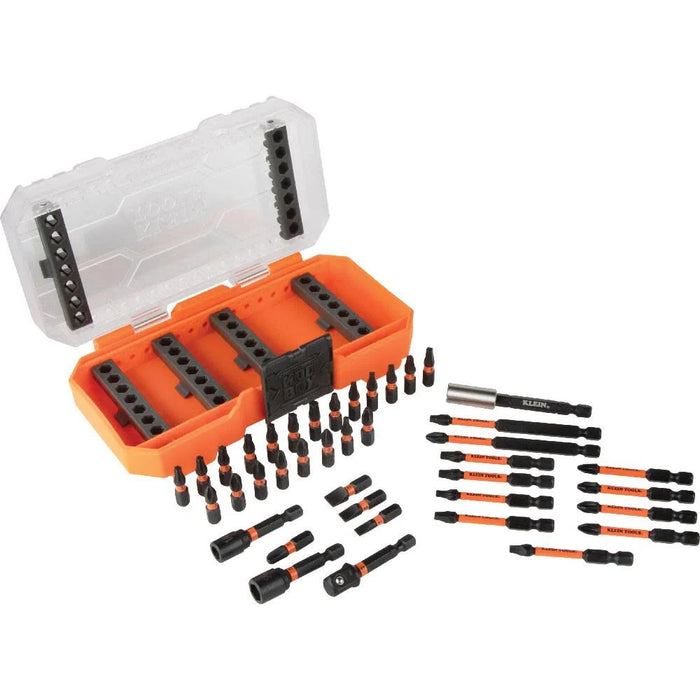 Klein Tools 33801 Impact Driver Bit Set with Magnetic Nut Drivers, ProFlex S2 Steel Phillips, Slotted, Square, TORX Bits with Case, MODBox Compatible, 40-Piece